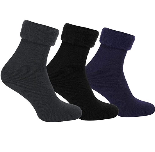 3 Pairs Men Bed Socks Lounge Thick Warm Winter Cosy Feet Brushed Thermal