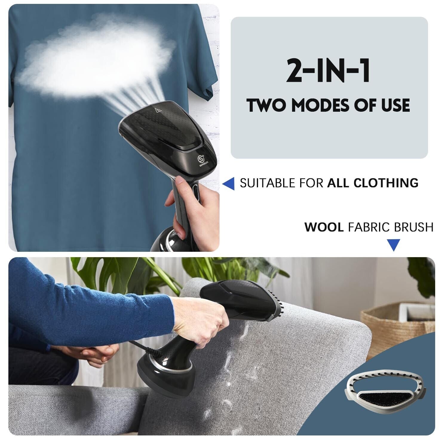 SUPERLEX Handheld Garment Clothes Steamer Portable Travel Steam Heat Iron 1700W