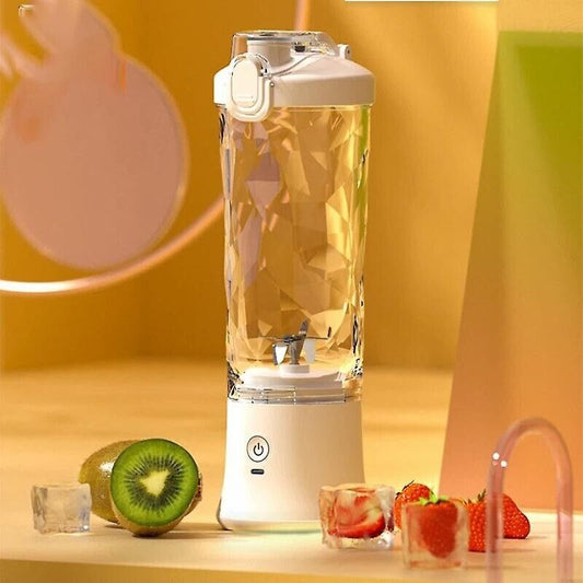 600ML Portable Mini Blender USB Rechargeable Juicer Cup Bottle Smoothie (White)