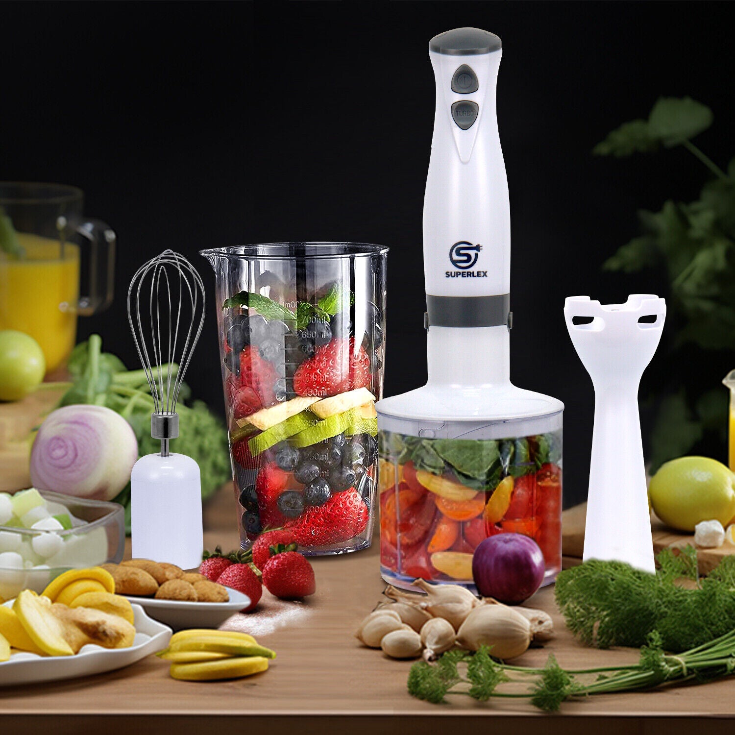 SUPERLEX Hand Blender & Whisk & Chopper Curry Puree Food Mixer &Liquidiser 700ML
