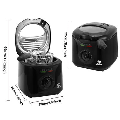 SUPERLEX 2L Deep Fat Fryer Electric Non-Stick Chip Pan & Basket Oil Fry 1300W