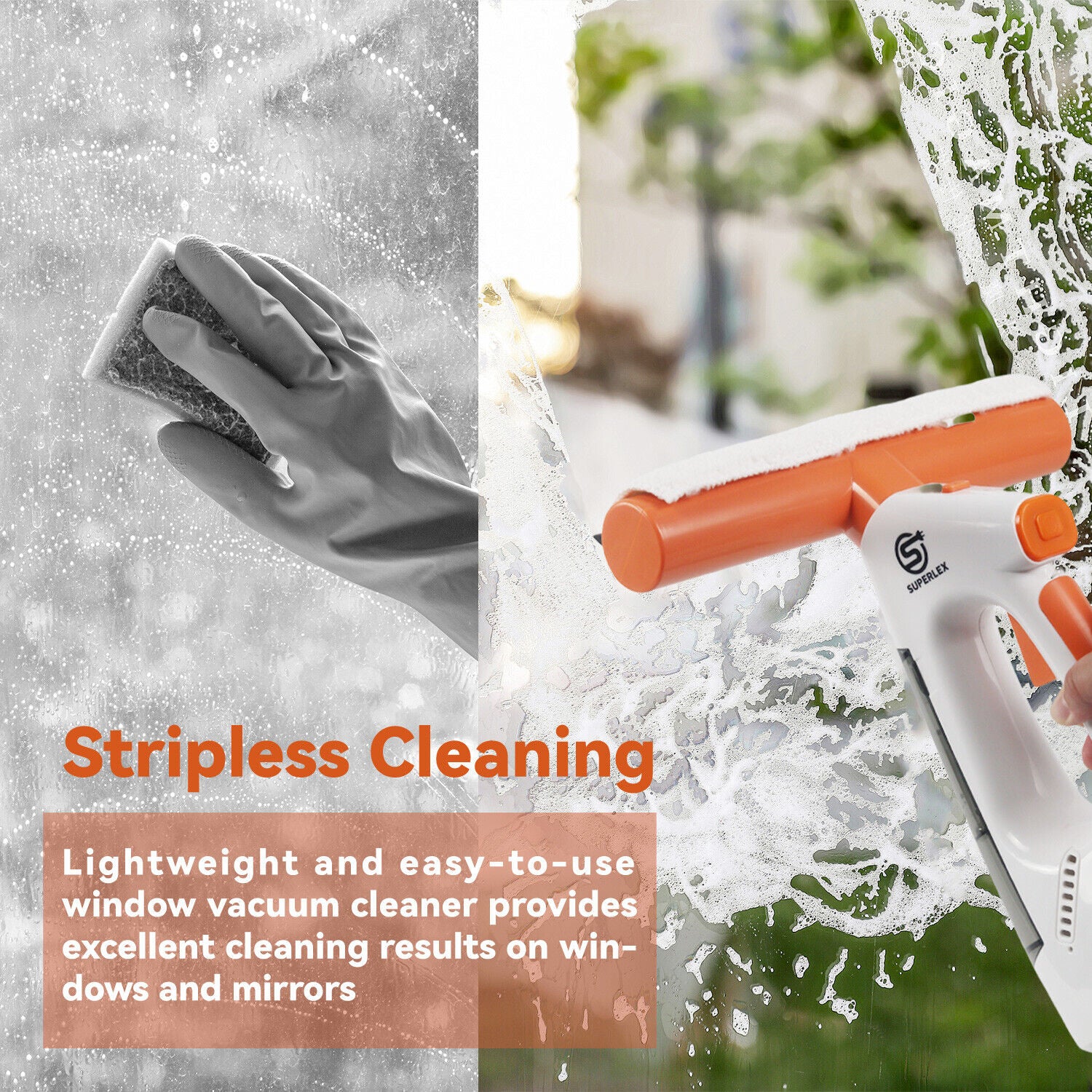 Cordless Window Vac Rechargeable Vacuum Cleaner Squeegee Cleaning Compact 130ML