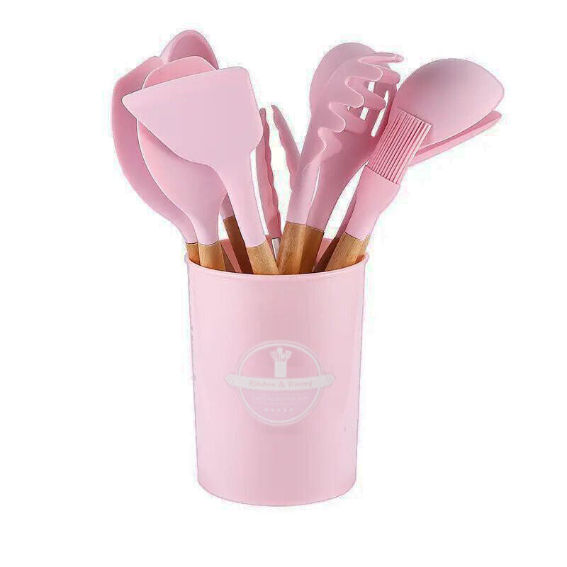 Kitchen Utensil Set 12-Pcs Silicone Heat Resistant Kitchen Cookware Gadget Tools