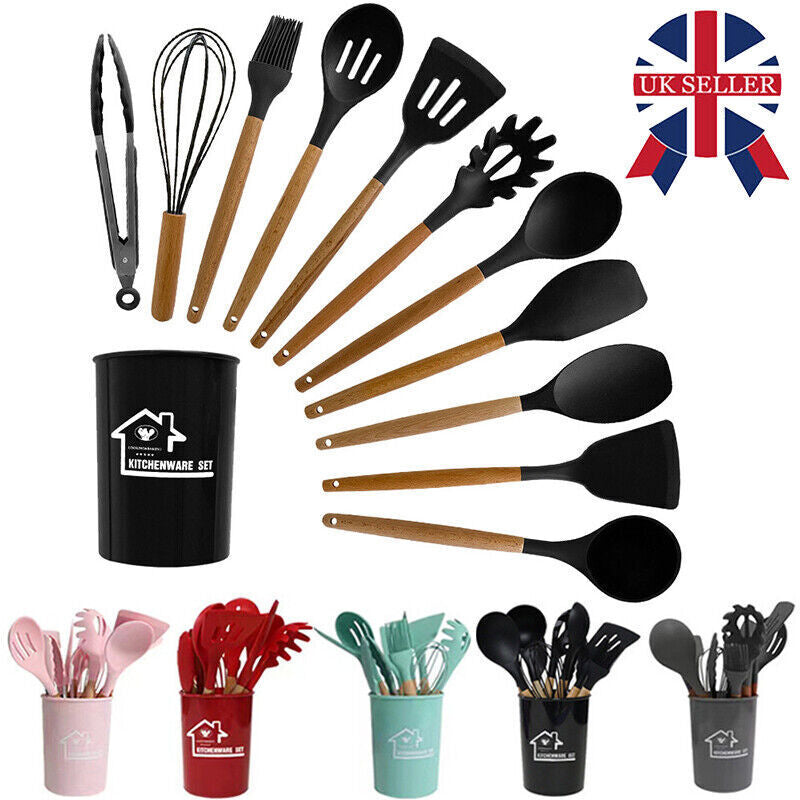 Kitchen Utensil Set 12-Pcs Silicone Heat Resistant Kitchen Cookware Gadget Tools