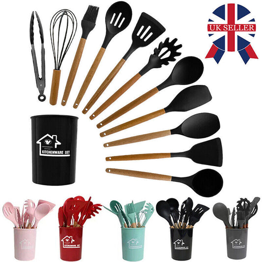 Kitchen Utensil Set 12-Pcs Silicone Heat Resistant Kitchen Cookware Gadget Tools