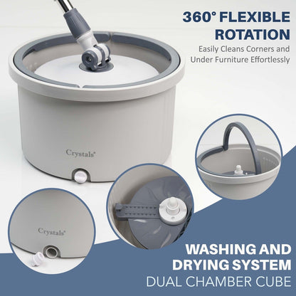Self-Cleaning 360-Degree Rotate Spin Microfiber Mop and Bucket Set Washing Dry