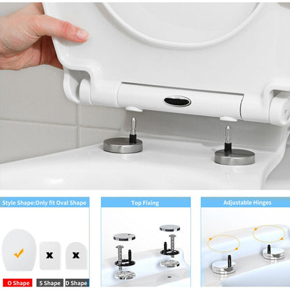 NEW LUXURY BATHROOM SLOW SOFT CLOSE WHITE TOILET SEAT SEATS WC HEAVY DUTY