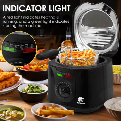 SUPERLEX 2L Deep Fat Fryer Electric Non-Stick Chip Pan & Basket Oil Fry 1300W