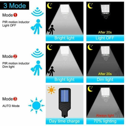 6000W LED Solar Street Wall Light PIR Motion Sensor Security Outdoor Garden Lamp