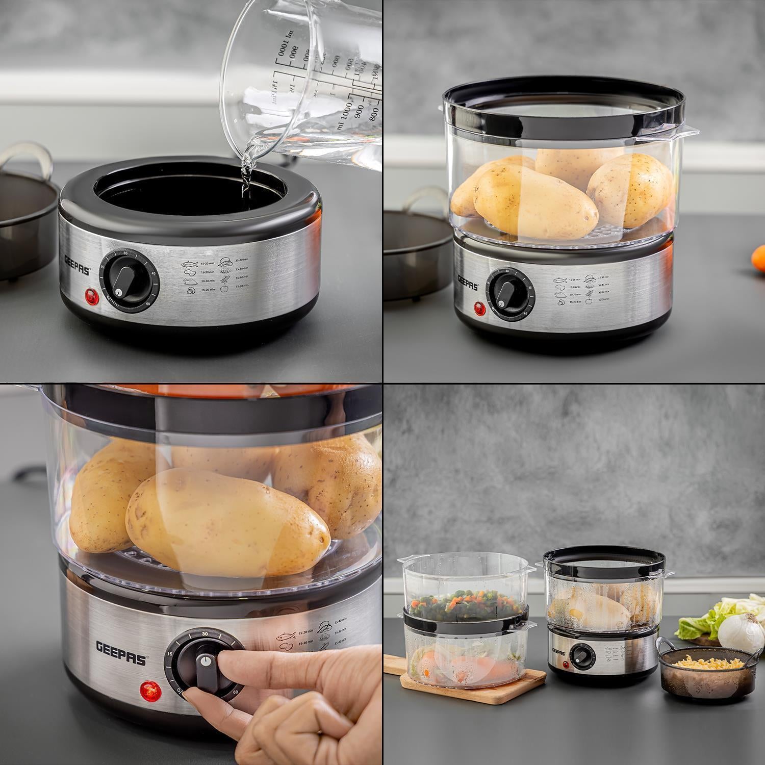3-Tier Food Steamer 7.2L Electric Vegetable Steamer Healthy Steam Multi-Cooker