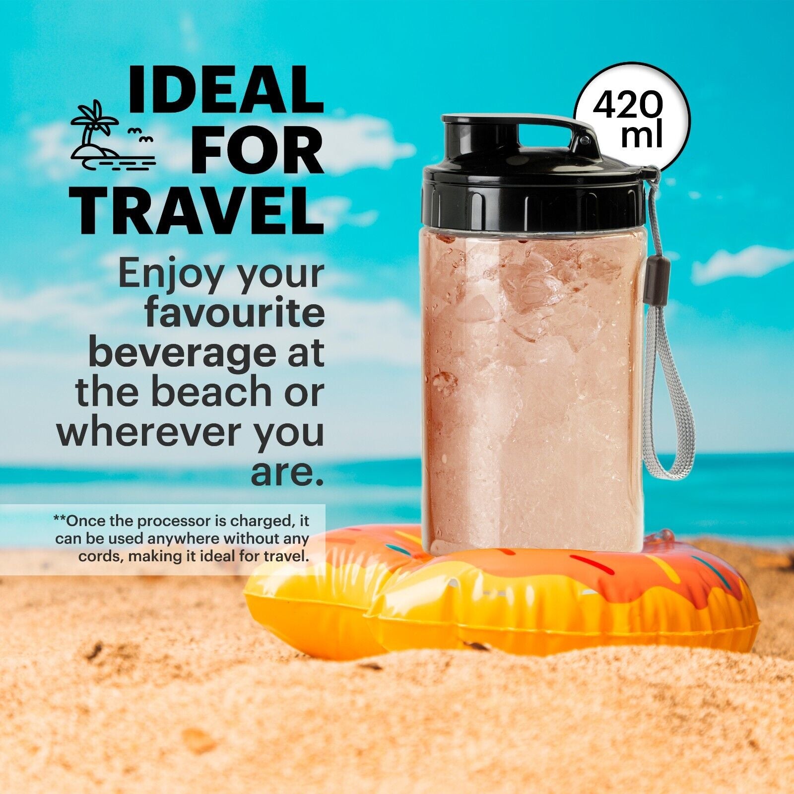 Guerillatec Portable Blender USB Rechargeable, 420Ml Mini Smoothie Maker - Gym