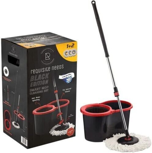 360° MOP BUCKET SET FLOOR MAGIC SPIN DRY MOP BUCKET SET with 3 MICROFIBER HEADS
