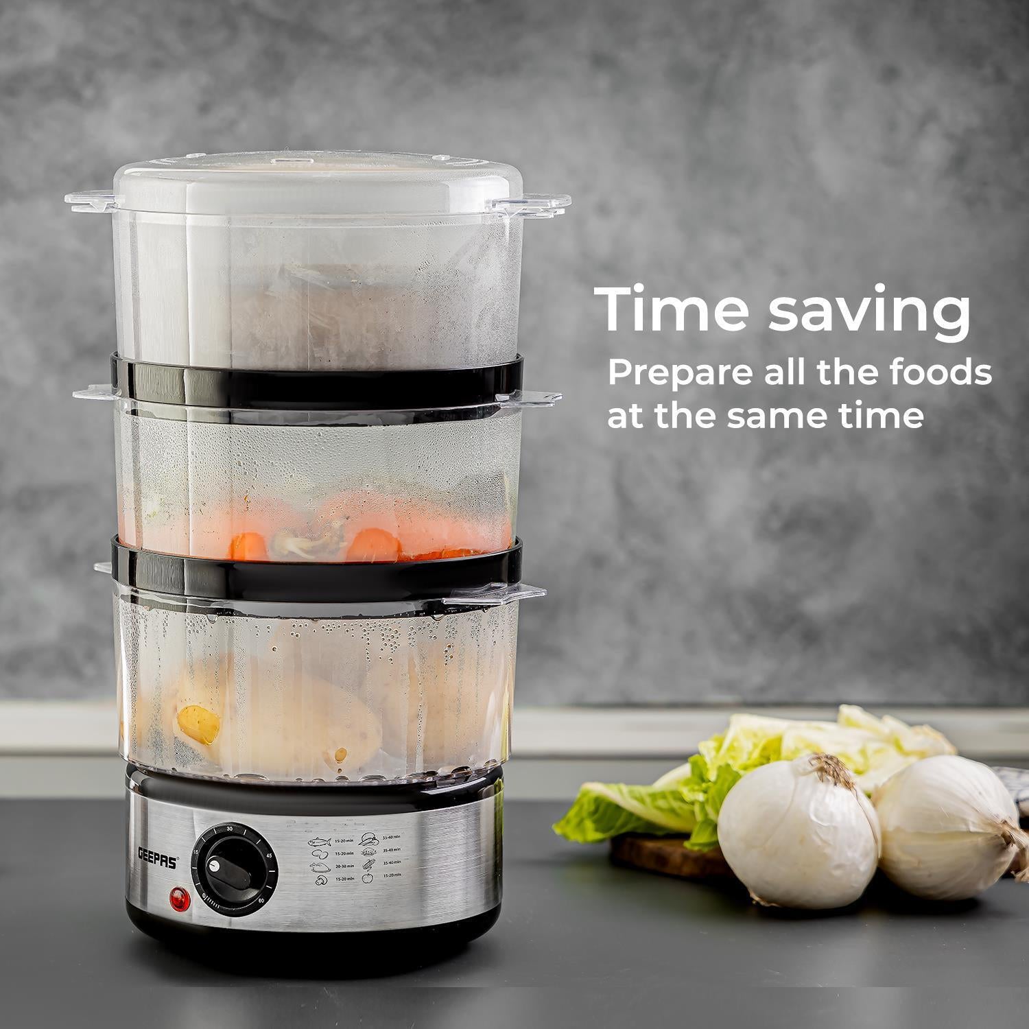 3-Tier Food Steamer 7.2L Electric Vegetable Steamer Healthy Steam Multi-Cooker
