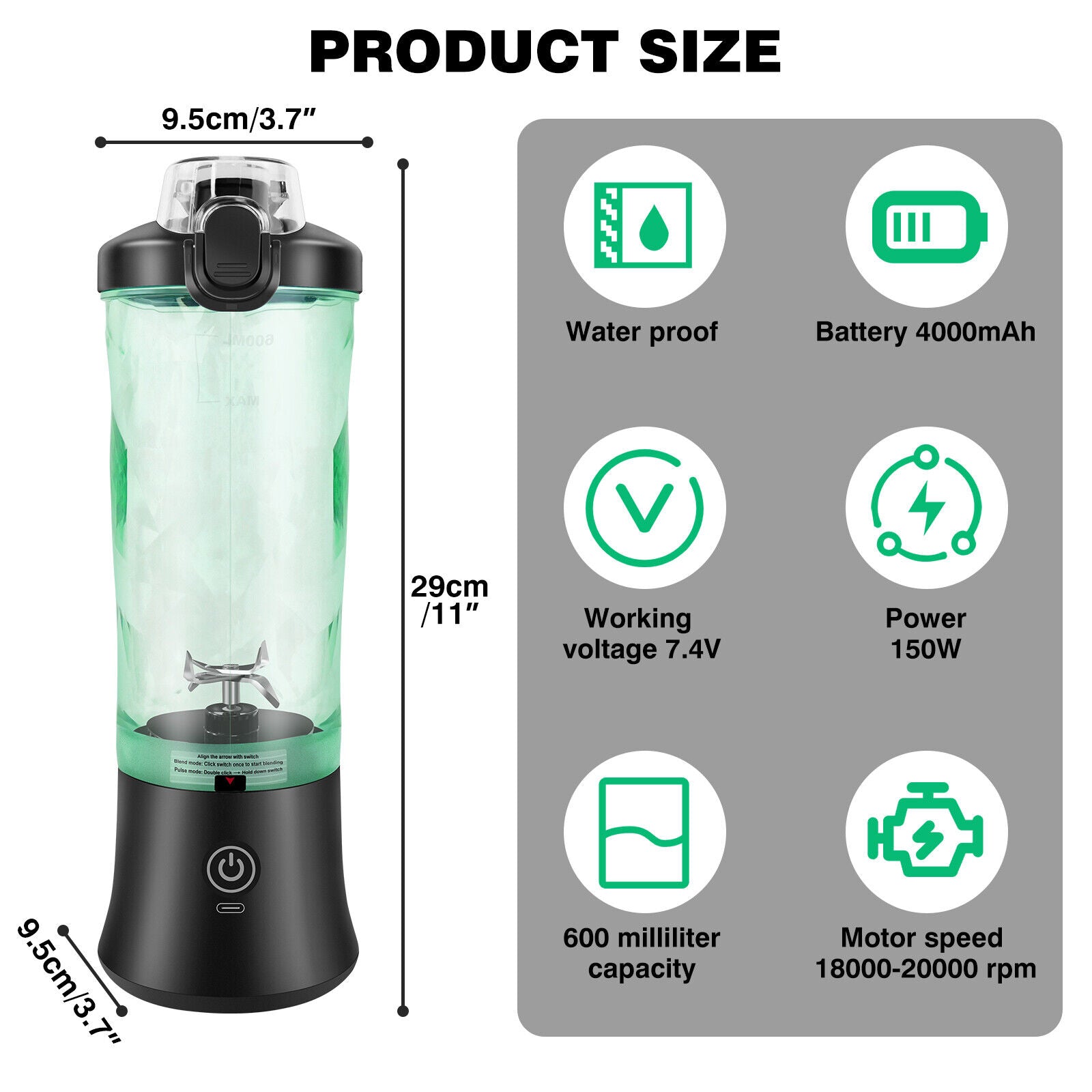 Portable Blender Smoothie Maker 6000ML Rechargeable Fruit Mixer Mini Juicer NEW