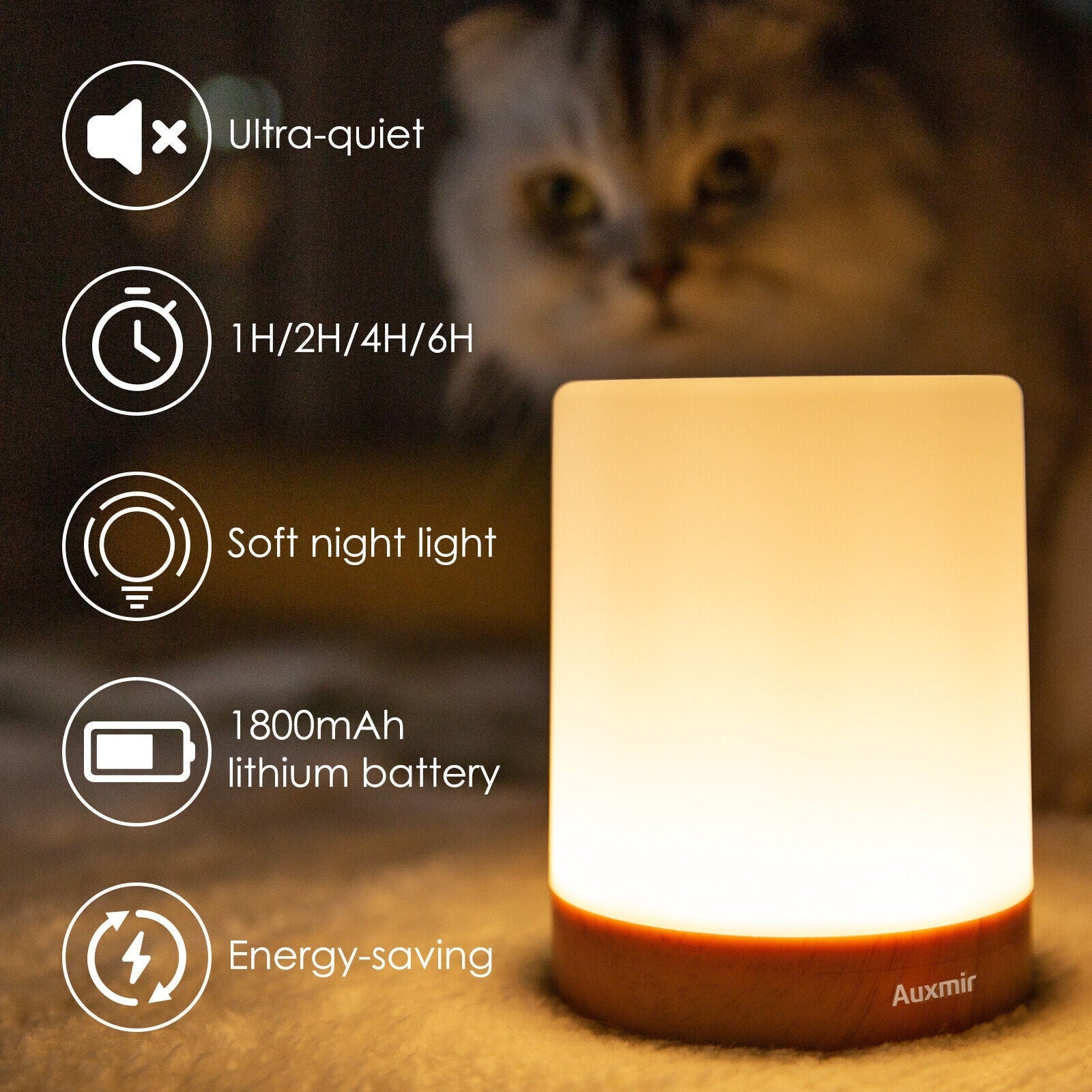 Night Light LED Touch Bedside Table Lamp Multi-Color Dimmable Chargeable