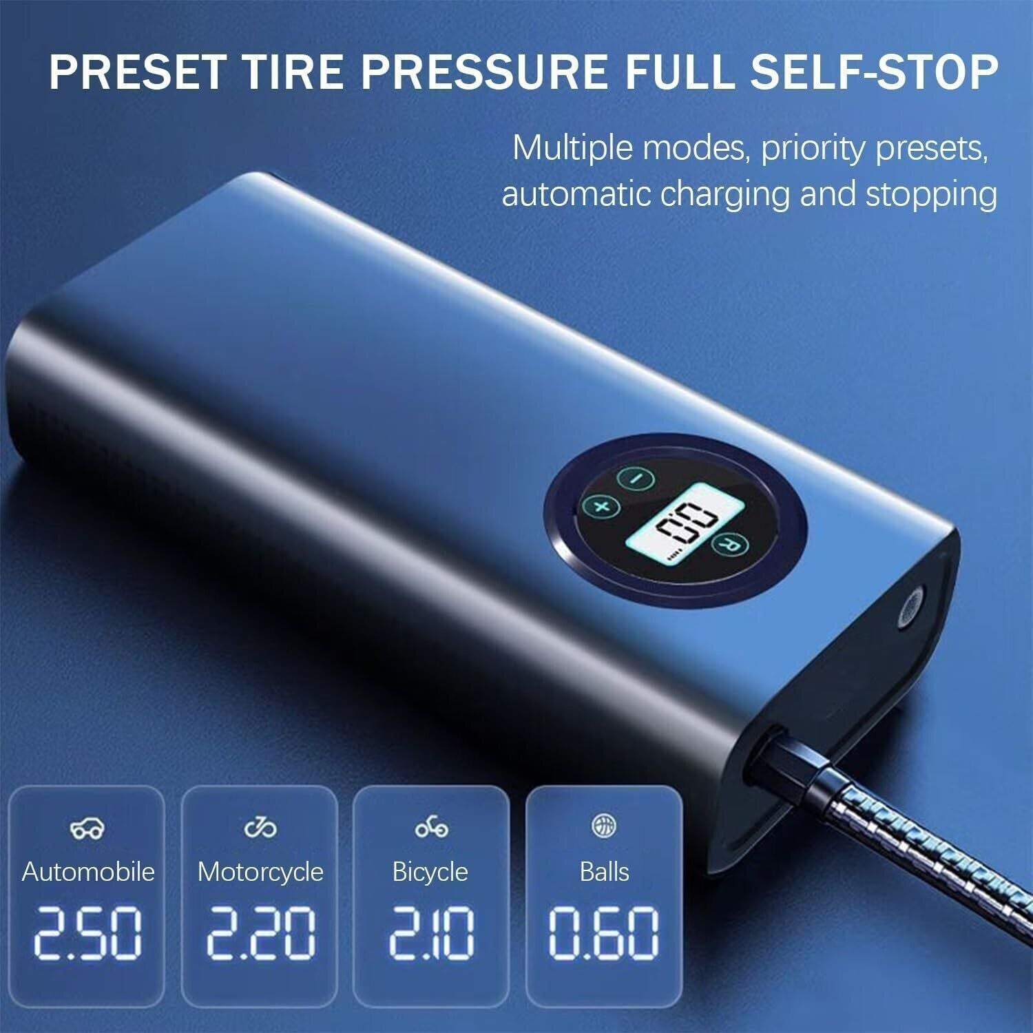 Car Tyre Inflator Cordless Digital USB Rechargeable Tire Air Compressor Pump UK