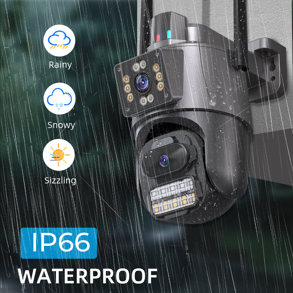 8MP Dual Len Wireless IP Camera WIFI Outdoor CCTV PTZ Smart Home Security IR Cam