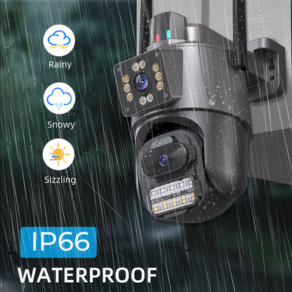 8MP Dual Len Wireless IP Camera WIFI Outdoor CCTV PTZ Smart Home Security IR Cam