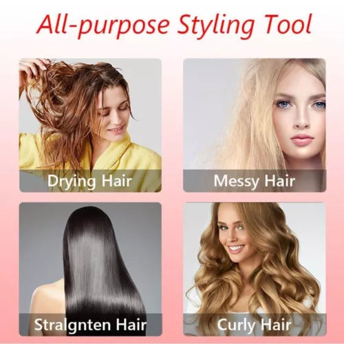 3 In1 Electric Hair Dryer Blow Curler Set Detachable Styler Hot Air Brush Salon